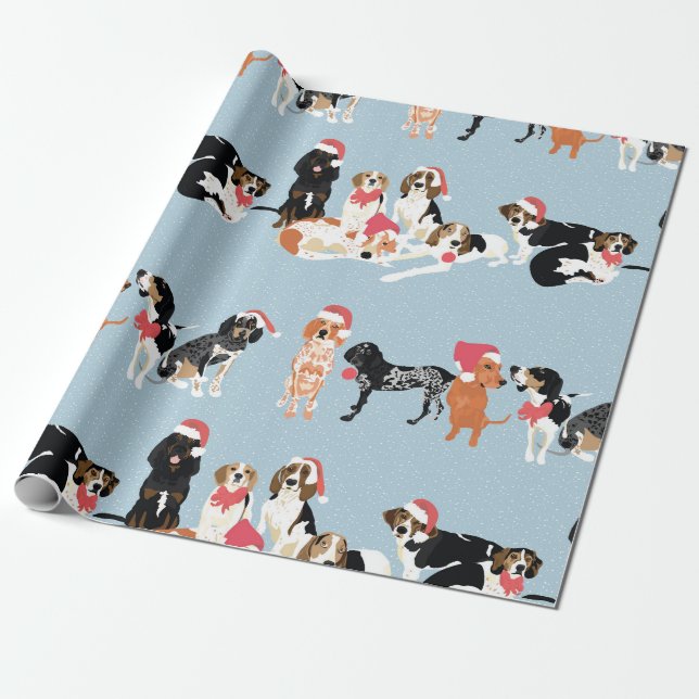 Coonhound-WeihnachtsPackpapier Geschenkpapier (Ungerollt)