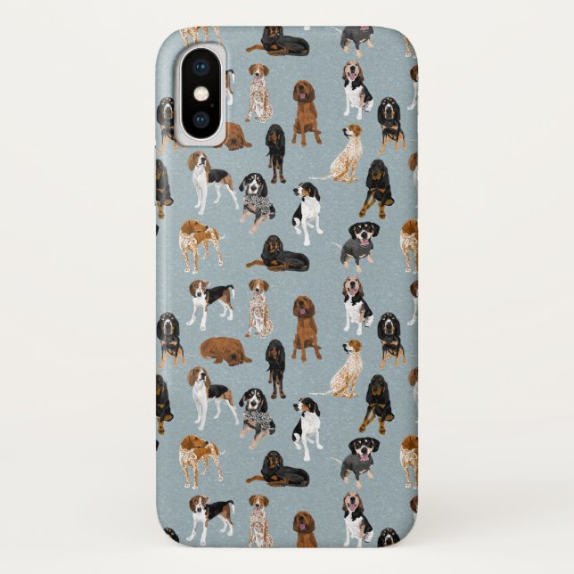 Coonhounds auf Blau Case-Mate iPhone Hülle (Rückseite)