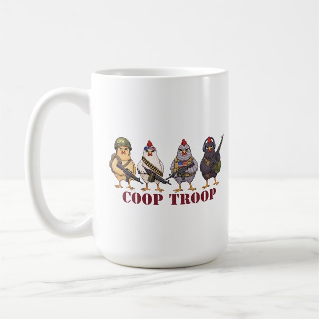 Coop Troop Funny 4th of July Military Hens  Kaffeetasse (Links)