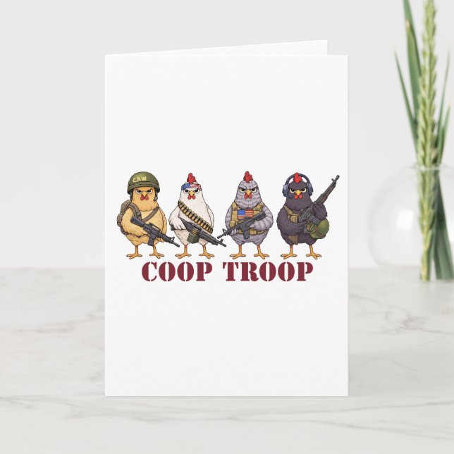 Coop Troop Funny 4th of July Military Hens  Karte (Vorderseite)