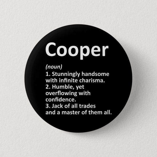 Cooper Definition Personalisiert Name Funny Birthd Button (Vorderseite)