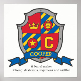 Cooper-Jungen nennen Buchstaben C heraldry Schild