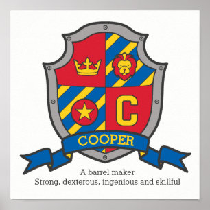 Cooper-Jungen nennen Buchstaben C heraldry Schild