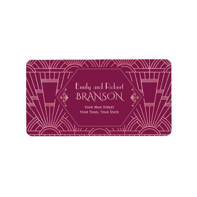 Cooper Rose Great Gatsby 1920er Hochzeit Adressaufkleber (Vorne)