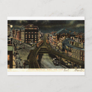 Cooper Square bei Nacht New York City 1907 Vintage Postkarte