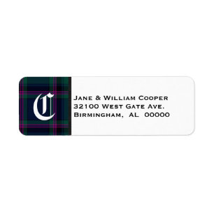 Cooper Tartan Karierte Monogram-Adressenmarken