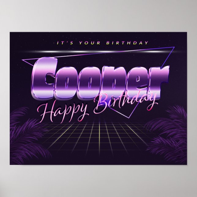 Cooper Vorname lila retro Geburtstag Poster (Vorne)