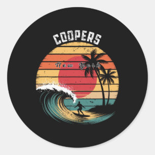 Coopers Beach New York Strand Surfen Runder Aufkleber