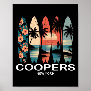 Coopers Beach New York Surfbrett Surfen Retro _2 Poster