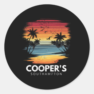 Cooper's Beach Southampton Surfbrett Surfen Vinta Runder Aufkleber