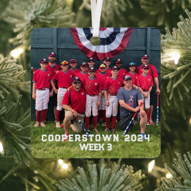 Cooperstown Baseball Custom Year Side Fun Fakten Ornament Aus Metall (InSitu)