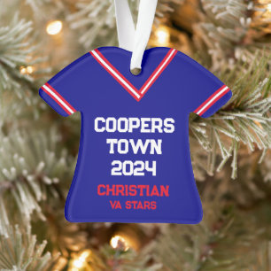 Cooperstown Custom Blue Jersey Jahr Name Team Ornament
