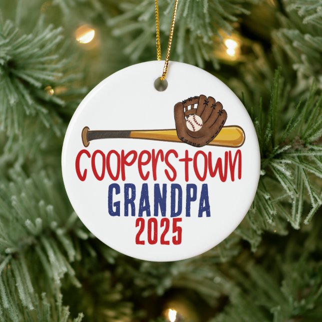 Cooperstown Grandpa Gramps Baseball Special Note Keramik Ornament (Baum)