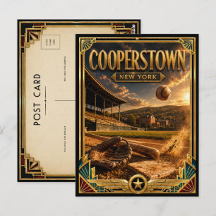 Cooperstown New York Vintage Art Deco Goldene Ära Postkarte