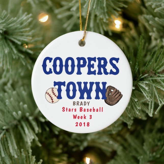 Cooperstown NY Baseball Custom Fun Fakten Ball Mit Keramik Ornament (Baum)
