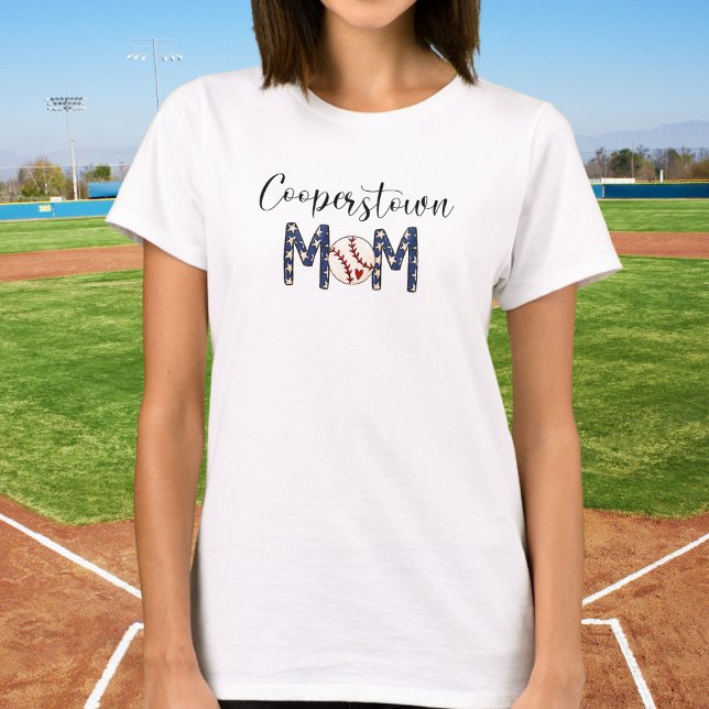 Cooperstown NY Baseball Mama Niedlich Script Sport T-Shirt (Von Creator hochgeladen)