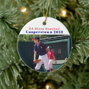 Cooperstown NY Baseball Player Foto Fun Erinnerung Keramik Ornament