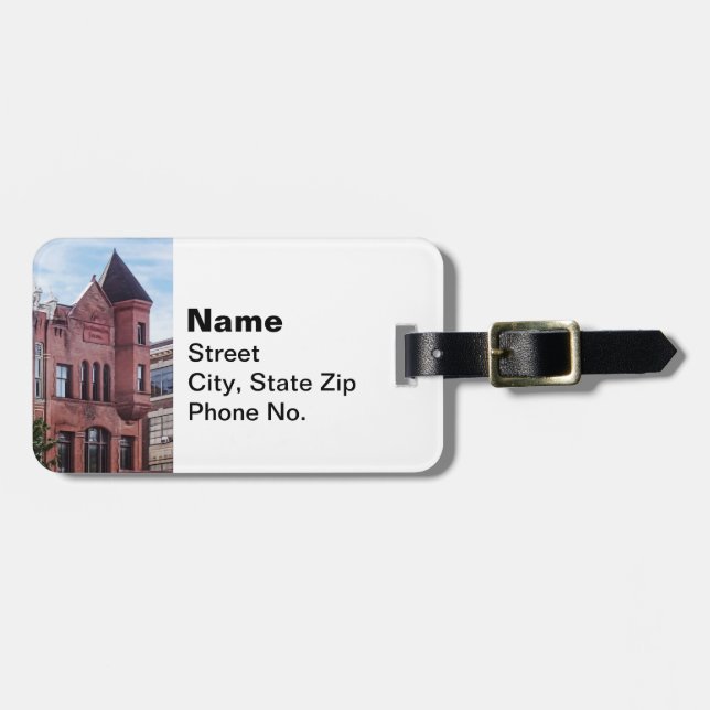 Cooperstown NY - Erstes Gebäude der Nationalbank Gepäckanhänger (Vorderseite horizontal)