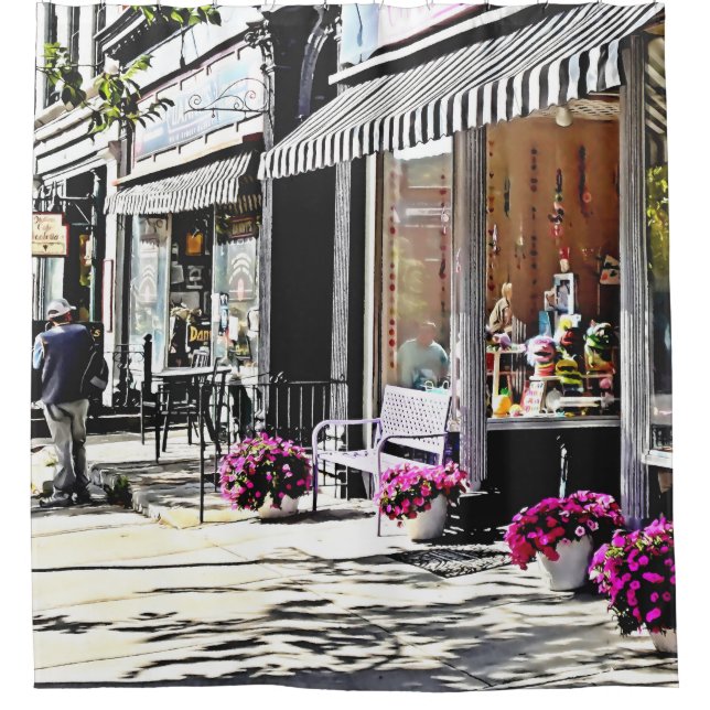 Cooperstown NY - Geschenkladen und Restaurants Duschvorhang (Vorderseite)