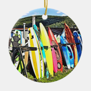 Cooperstown NY - Kajaks und Paddleboards Keramik Ornament