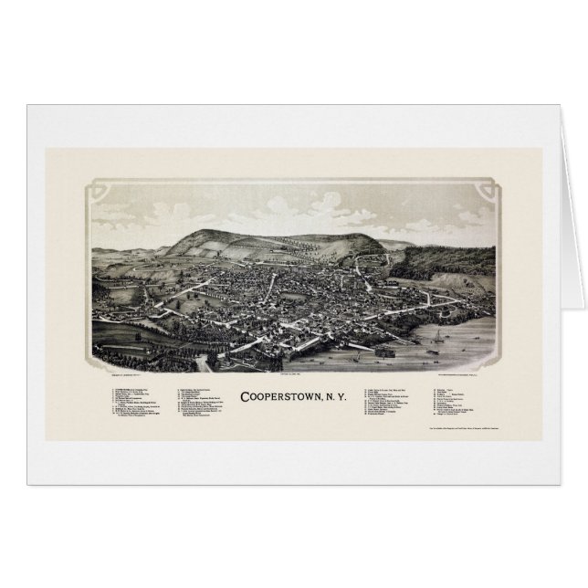 Cooperstown, NY panoramische Karte - 1890 (Vorderseite (Horizontal))
