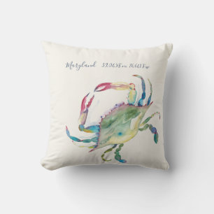 Coordinated Boat Coat Coast Coastal Crab Map Kissen