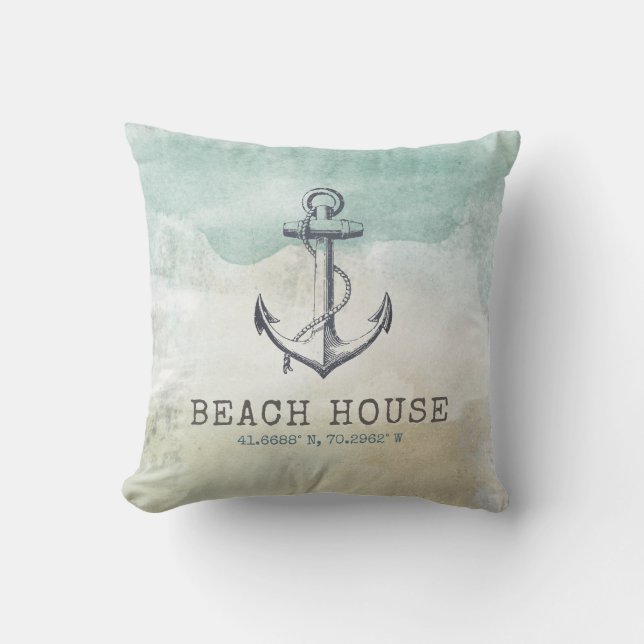 Coordinated of Coastal Beach House Nautical Family Kissen (Vorderseite)