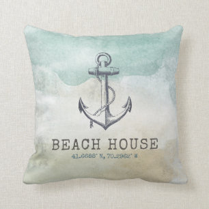 Coordinated of Coastal Beach House Nautical Family Kissen