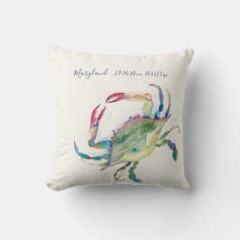 Coordinated Watercolor Coastal Crab Map Kissen