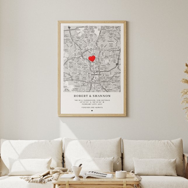 Coordinates Engagement Heart Wedding Couple Map Poster (Von Creator hochgeladen)
