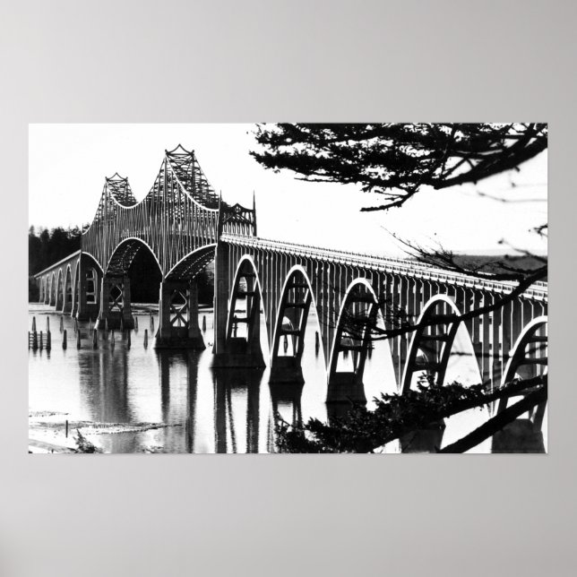 Coos Bay Bridge FotoNorth Bend, OR Poster (Vorne)