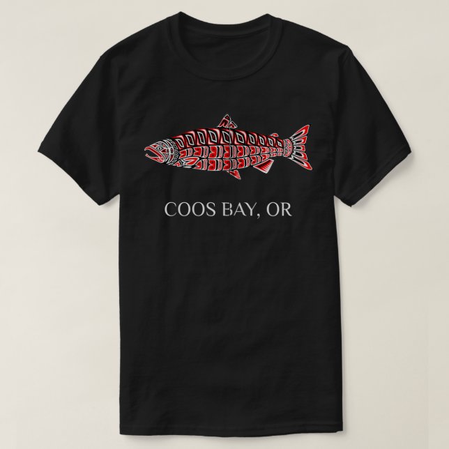 Coos Bay Oregon Coho Salmon Native American Fisher T-Shirt (Design vorne)