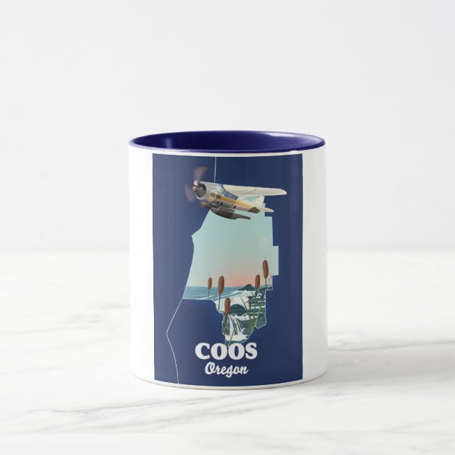 Coos Oregon Travel Map Tasse (Zentrum)