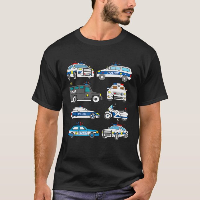 Cop Car Design Kids Toddler Police Vehicles SWAT T T-Shirt (Vorderseite)