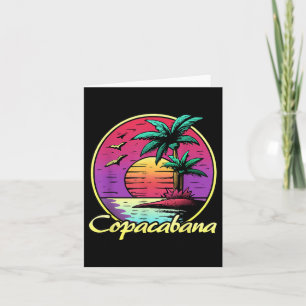 Copacabana. 80er Palm Sunset. Tropical Beach Summe Karte