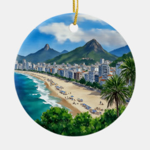 Copacabana Beach Rio Brasilien Wasserfarbe Keramik Ornament
