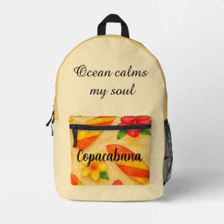 Copacabana Beach Watercolor Floral Tropical Bedruckter Rucksack
