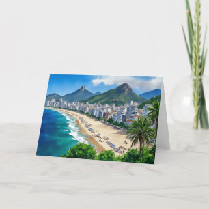 Copacabana Beachrio brazil Aquarell Dankeskarte