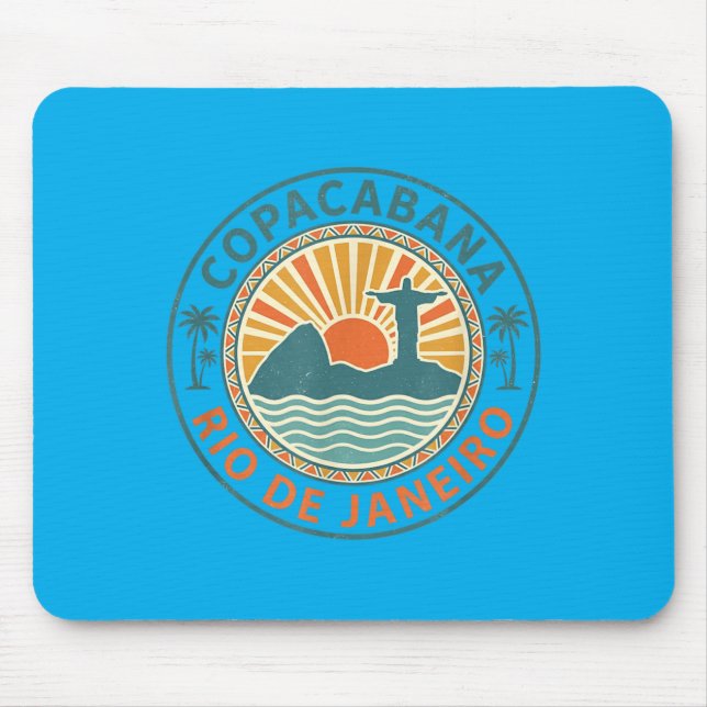 Copacabana Rio de Janeiro Brasil Retro Strand Mousepad (Vorne)