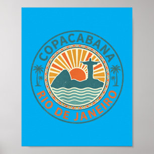 Copacabana Rio de Janeiro Brasil Retro Strand Poster