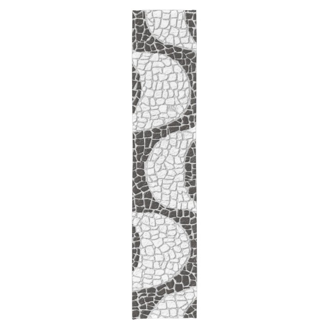Copacabana Sidewalk Brazilian pattern Kurzer Tischläufer (Vorderseite)
