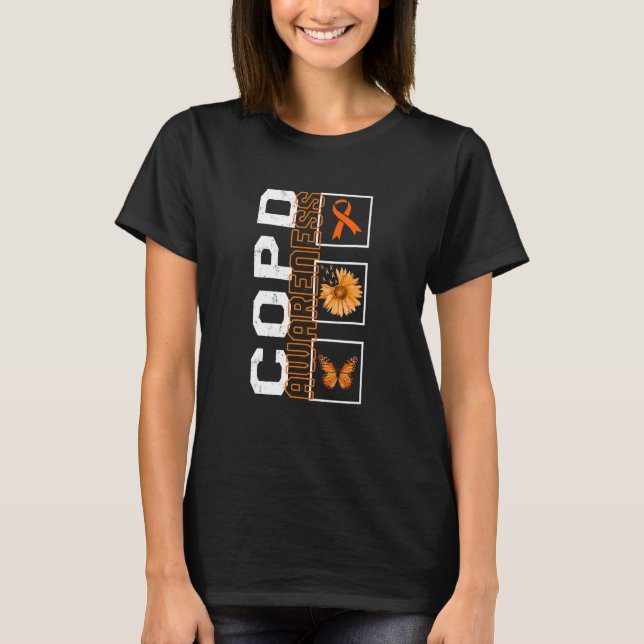 COPD Awareness COPD Orange Ribbon Sunflower Butter T-Shirt (Vorderseite)