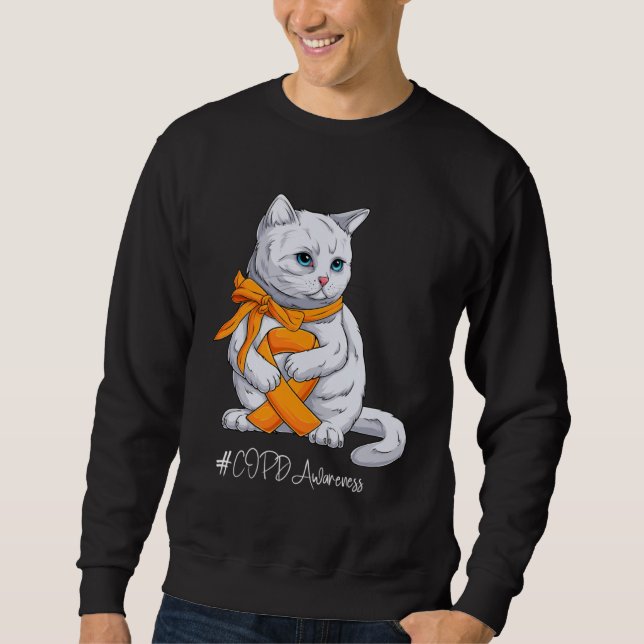 COPD Awareness Month Orange Ribbon Cat Sweatshirt (Vorderseite)