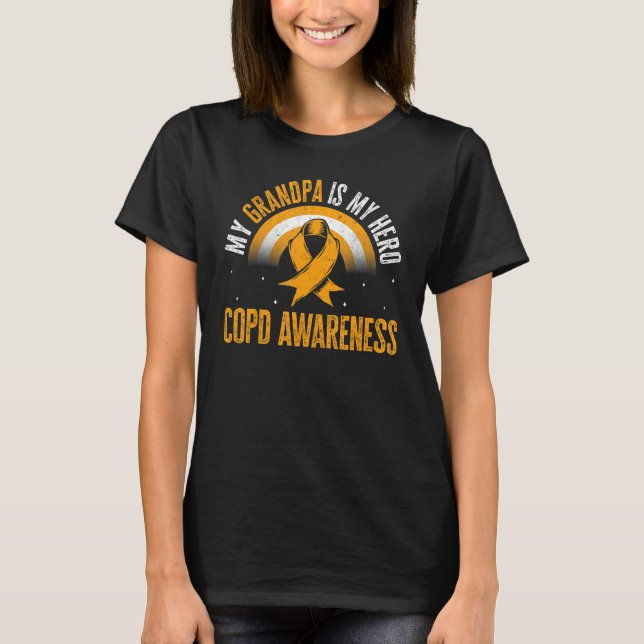 COPD Awareness My Grandpa Is My Hero Ribbon Rainbo T-Shirt (Vorderseite)