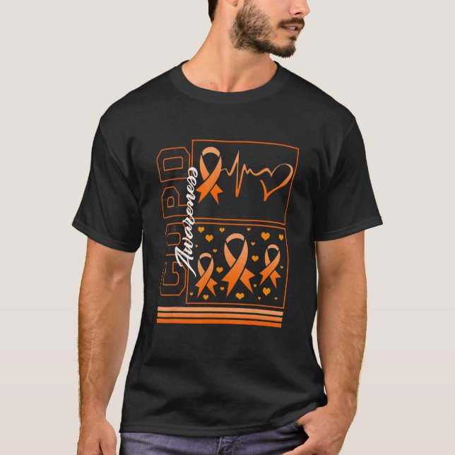 COPD Awareness Orange Heartbeat Ribbon Lung Diseas T-Shirt (Vorderseite)
