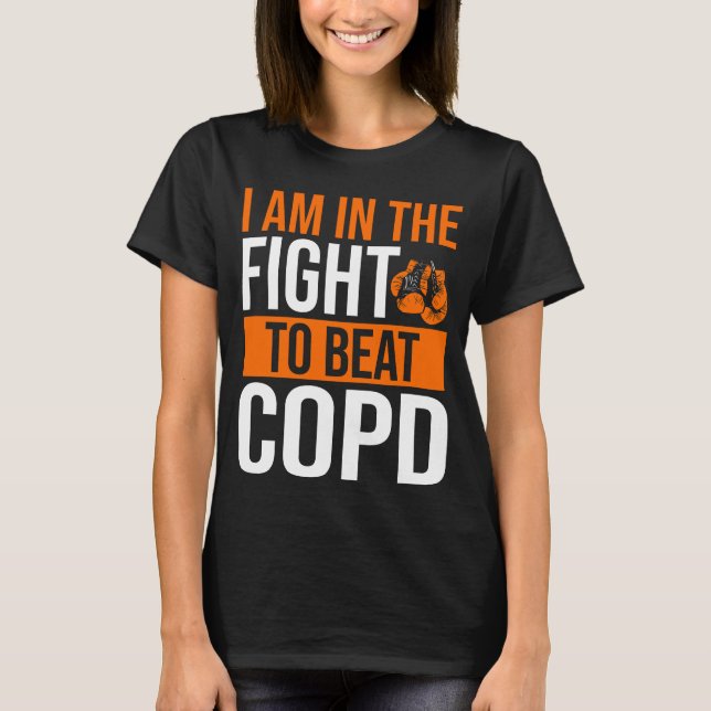 COPD Awareness Ribbon Beat Disease Warrior T-Shirt (Vorderseite)
