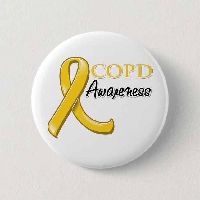 COPD Awareness Ribbon (Goldband) Button (Vorderseite)