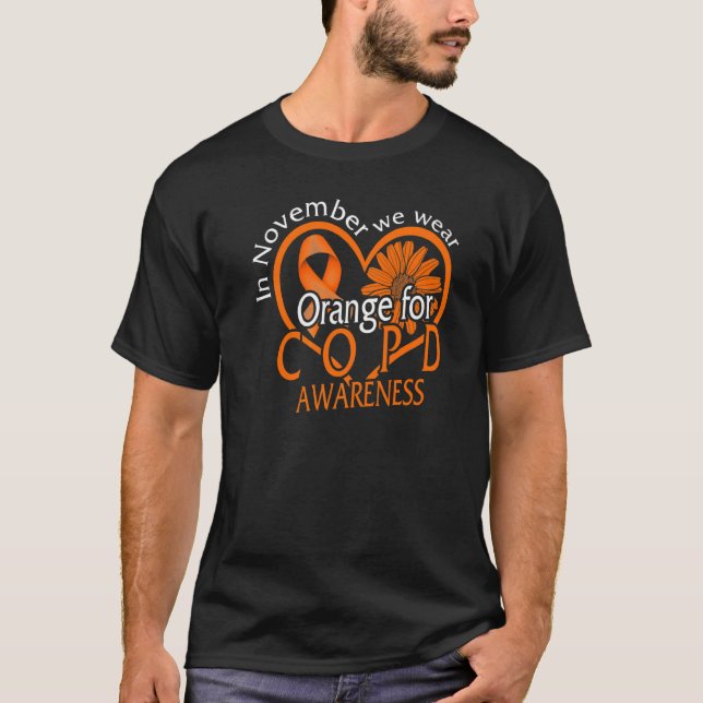 COPD Bewusstsein im November Wir tragen Orange Rib T-Shirt (Vorderseite)