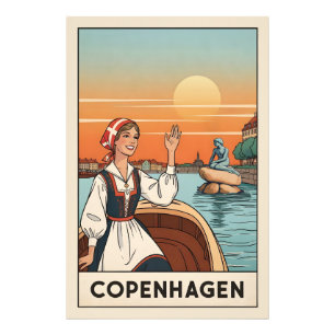 Copenhagen, Dänemark Vintage-Reiseposter, Fotodruck