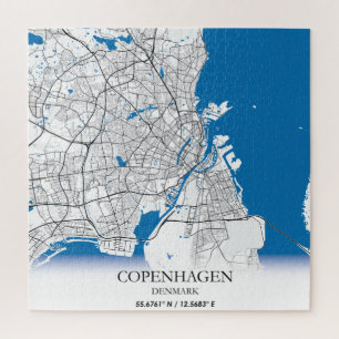 Copenhagen Denmark City Map Travel Simple Minimal Puzzle